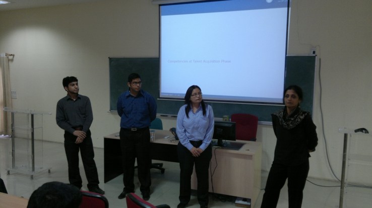 Students attempting the Elevator pitch during the session