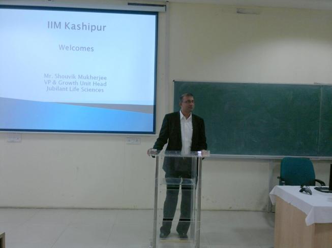 Mr. Shouvik Mukherjee addressing students of IIM Kashipur